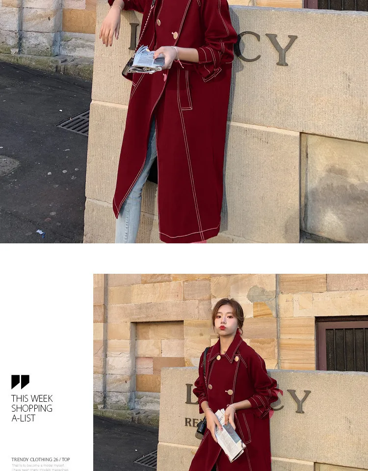 New Style Main Push Mid-length Open Wire Trench Coat