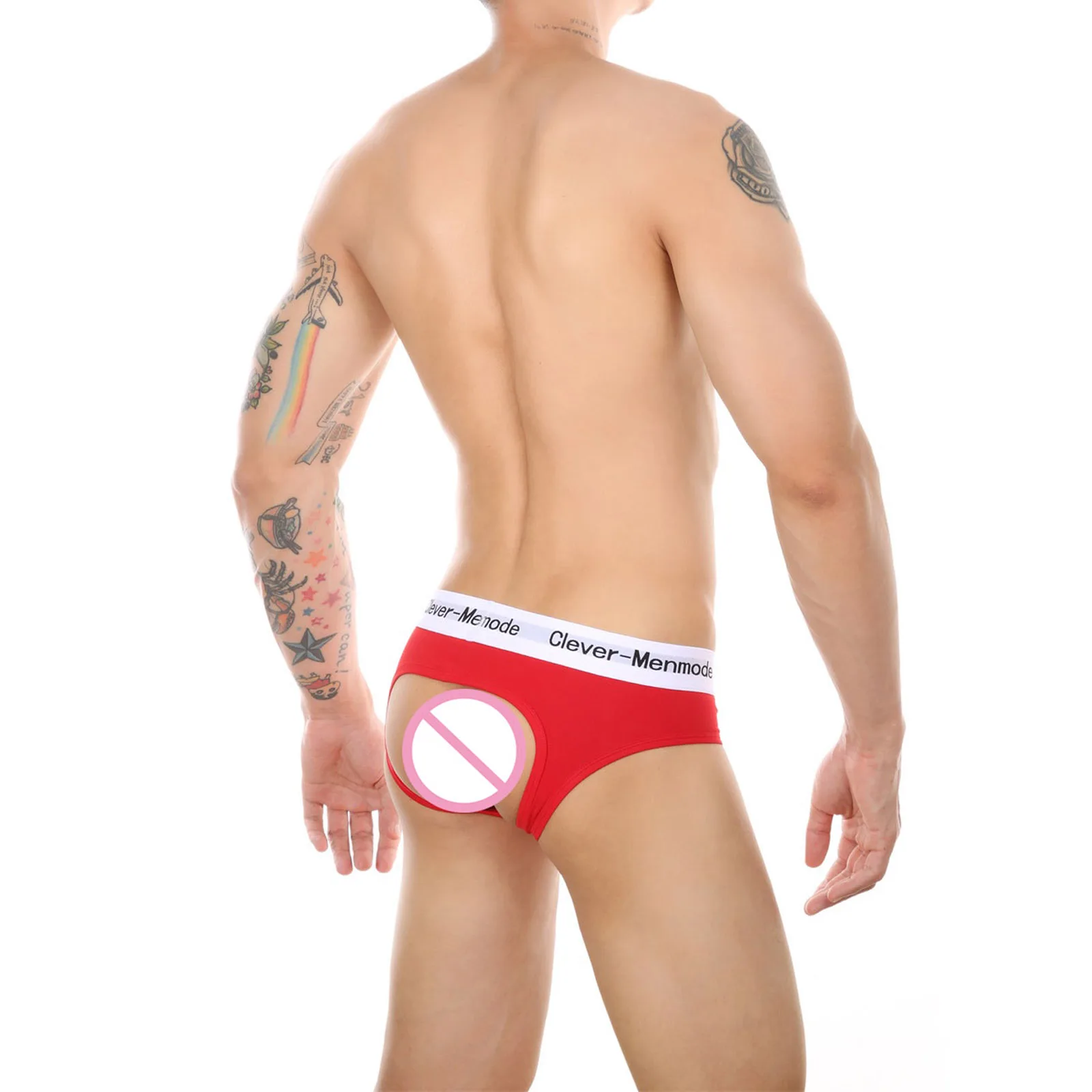 CLEVER-MENMODE Mens Sexy Underwear Briefs Jockstrap Open Butt Penis Pouch Cotton Buttocks Panties hombre Backless Underpants mens underwear
