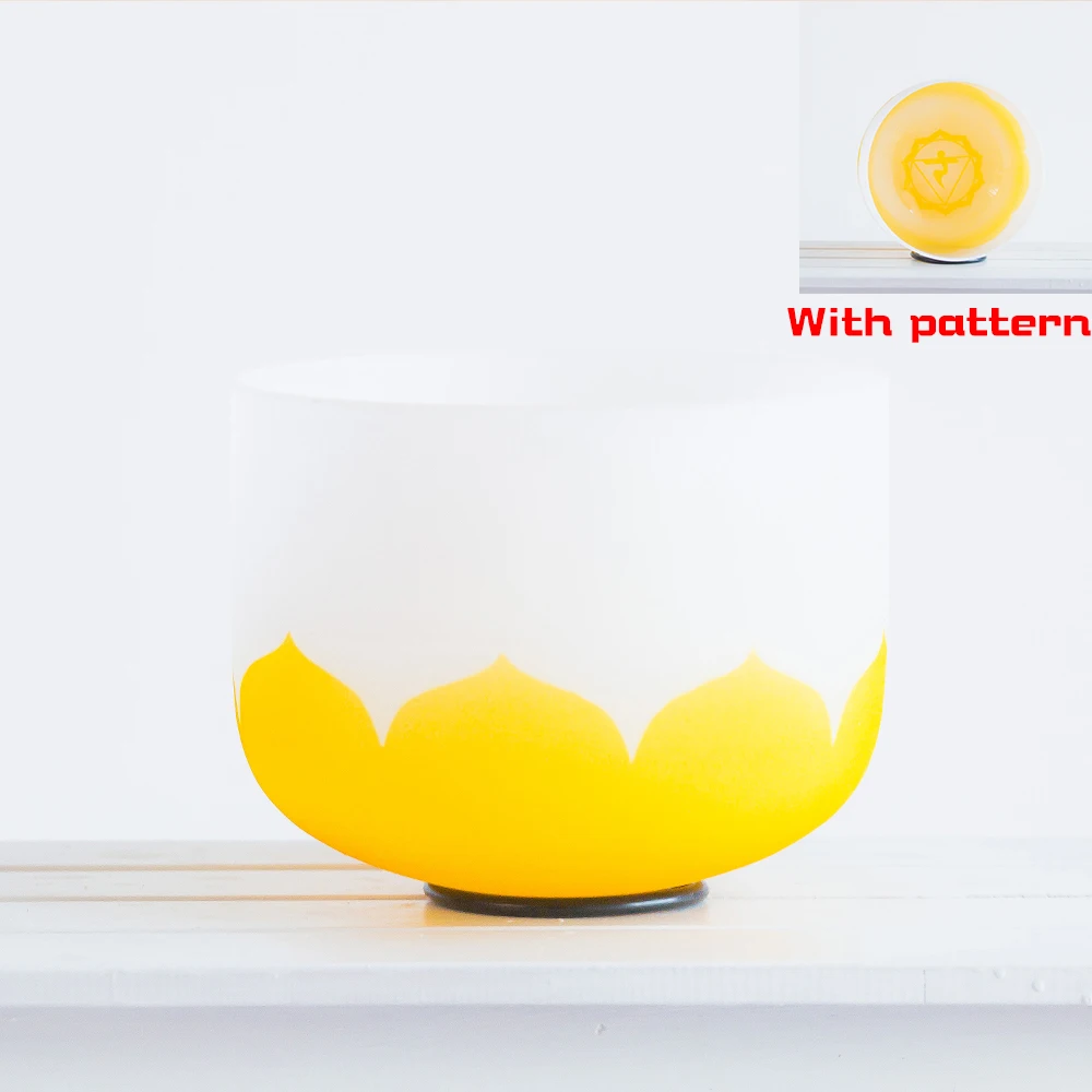 8Inch Perfect Pitch E Note Solar Plexus Chakra Yellow Lotus Frosted Quartz Crystal Singing Bowl Mallet and o-ring included | Спорт и