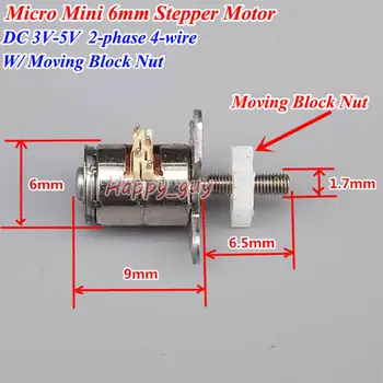 

6mm Micro Stepper Motor DC 3V-5V 2-phase 4-wire Steppering Motor Linear Actuator Screw Block Slider Nut Moving Block Nut