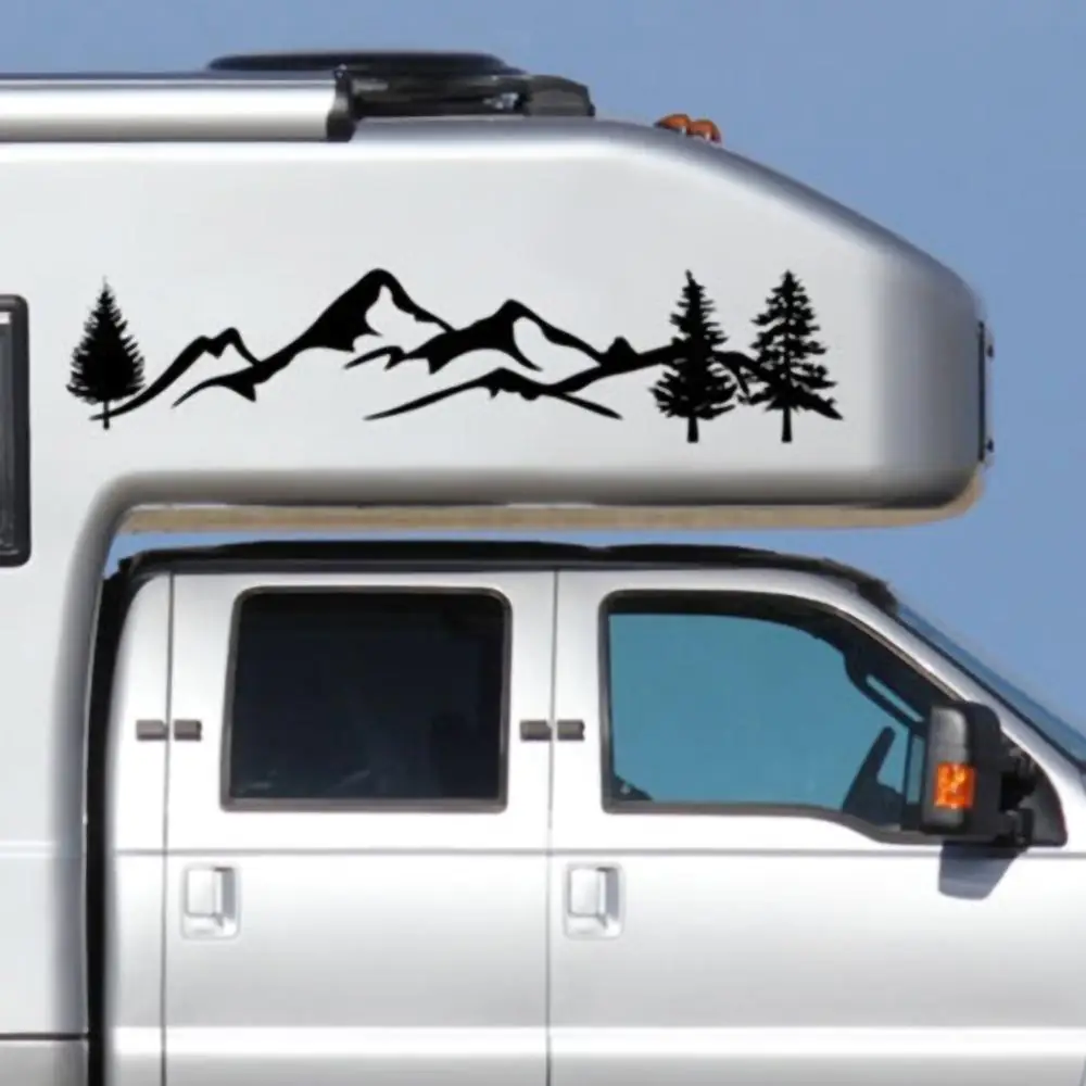 

2* Car Sticker Mountain Decal Tree Forest Vinyl Graphic Kit For Camper RV Trailer Car Styling Sticker Decal Car Accessories
