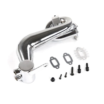 

FBIL-Chrome Resonant Tube Tuned Pipe Exhaust Pipe General for 1/5 HPI Baja King Motor Rc Car Exhaust