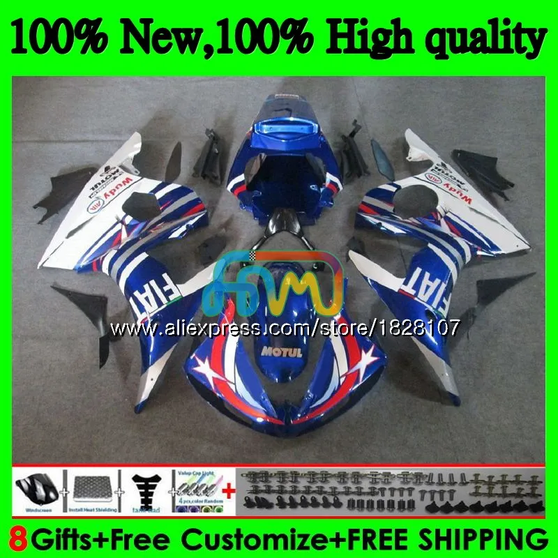 Корпус для YAMAHA YZF600 YZF R6 600CC YZFR6 03 04 05 51BS. 13 YZF 600 R 6 сине-белые 03-05 YZF-600 YZF-R6 2003 2004 2005 обтекатель