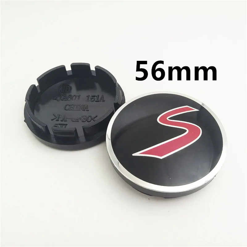 4X56mm black red S 4 шт./компл. 56 мм или 60 мм колпак автомобильного колеса центральный колпачок значок Логотип 3D автомобильный Стайлинг для мини работает S R50 R53 R56 F56 логотип - Цвет: 4X56mm black red S
