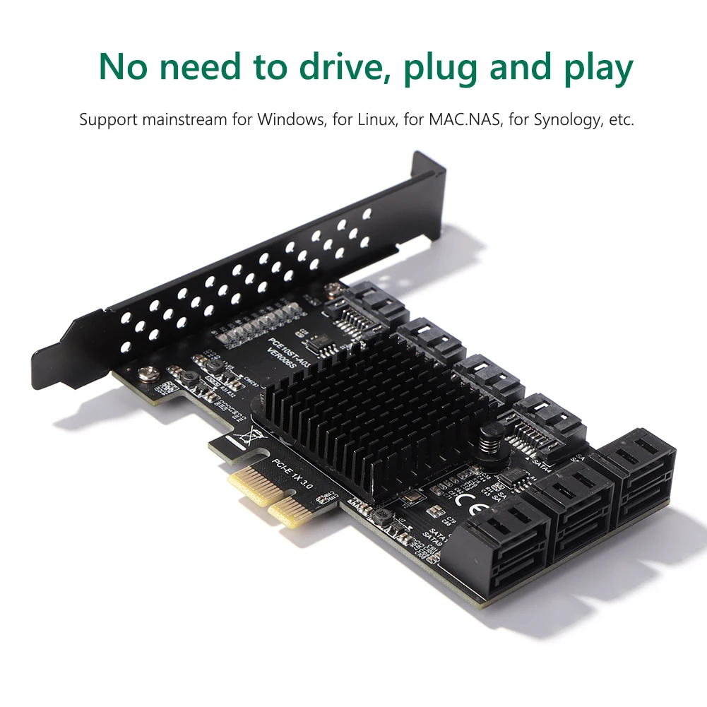 PCI-E Expansion Card PCI-E to 10 Ports SATA3.0 PCI-E 1X Expansion Card PCI Express 3.0 GEN3 6Gbps Converter Adapter For Desktop PC