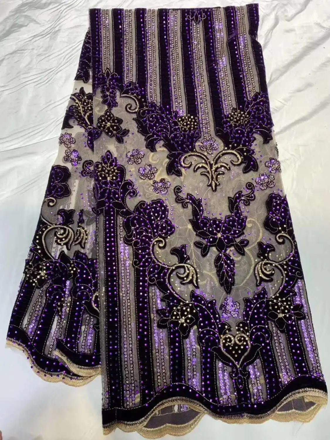 

Beautiful flannel applique design sequin embroidery African lace Nigeria fabric sequin French mesh Evening dress Women's fabirc