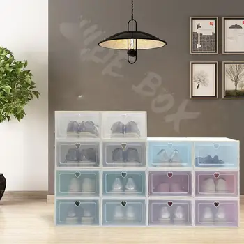 

1pcs Transparent Plastic Shoe Box Shoe Storage Box Shoe Box Clamshell Drawer Shoe Rectangular PP Thickened Storage Artifact