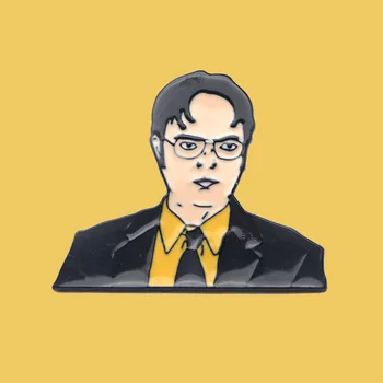 

O218 Wholesale 10pcs/lot The Office TV Show Dwight Schrute Enamel Pins And Brooches For Women Men Lapel Pin Bags Badge Gifts