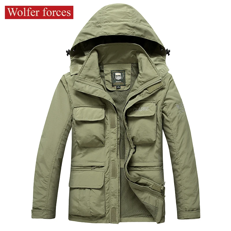 Men Tactical Jacket Autumn Quick Dry 2-in-1 Jackets Style Army