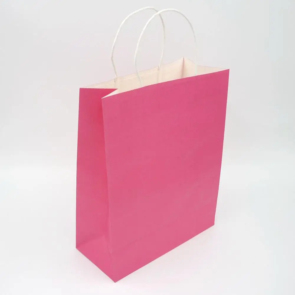 100x с логотипом, рисунком по индивидуальному заказу модная витая рукоятка Подарочная розовая крафт-Бумажная Сумка