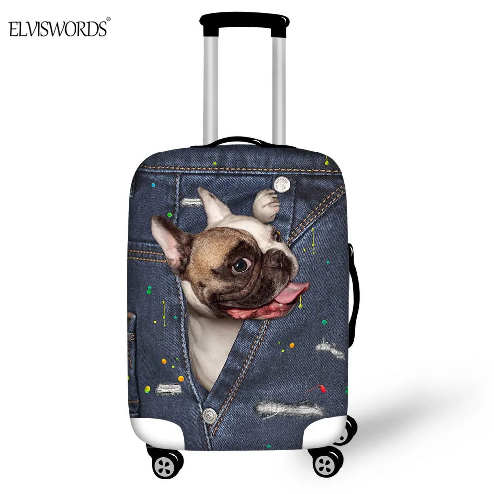 ELVISWORDS черные джинсы Pet 3D печать Чехлы для чемодана на колесиках для 18-32 дюймов эластичная защита багажа от грязи крышка аксессуары для путешествий