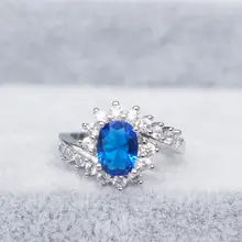 

Foydjew Hot Sale European American Inlay Zircon Blue Gemstone Plated 925 Silver Ring Silver Hands Jewelry Accessories Wholesale