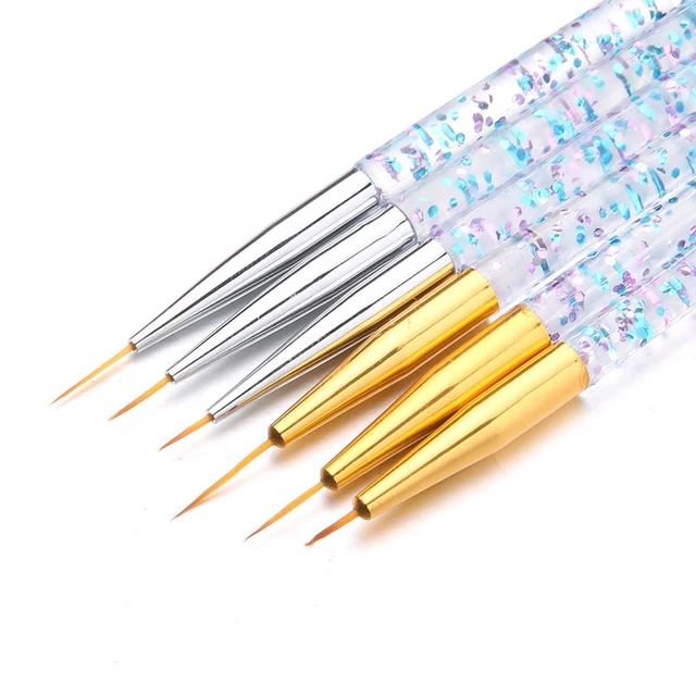 3pcs Acrylic French Stripe Nail Art Liner Brush Set 3D Tips Manicure Ultra- thin Line Drawing Pen UV Gel Brushes Painting Tools 