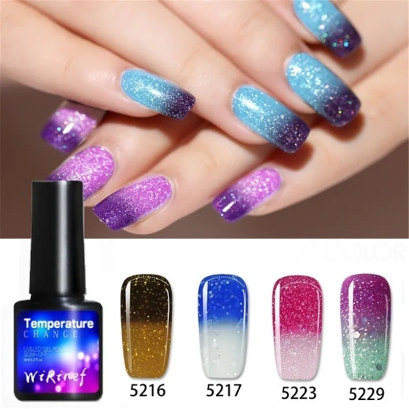 

8ml Thermal Nail Polish Glitter Temperature Color Changing Nails Polish Manicure Varnish Shinny Shimmer Nail Lacquer Decor