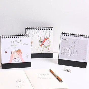 

Hand Drawing 2020 Fresh Cartoon Mini Cute Desktop Paper Calendar Dual Daily Scheduler Table Planner Yearly Agenda Organizer