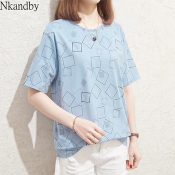 

Plus Size Plaid Tops T Shirt 2020 Summer Women Fashion Korean Short Sleeve Loose Tshirt Oversize Cotton Graphic T-shirt Female