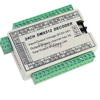 

24 Channel DMX512 Decoder 8 Group RGB Output 24CH DMX LED Controller Dimmer Driver for RGB LED Strip Light