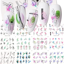 12 projetos primavera tema geométrico flor folhas prego adesivos definir rosto imagem borboleta frutas decalques sliders manicure decoração