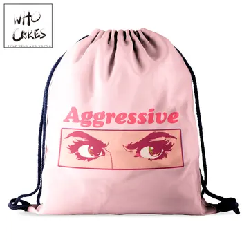 

Who Cares Pink Drawstring Bag Gym Backpack Women Casual Shopping Bag Aggressive 3D Printing Outdoor Travel Bag