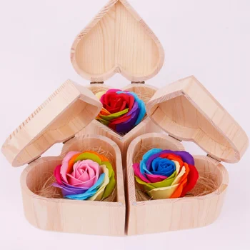 

Dropshipping Wooden Box Soap Flower Jewelry Box Gift Box Eternal Flower Box Romantic Valentine's Day Gift For Women Girls