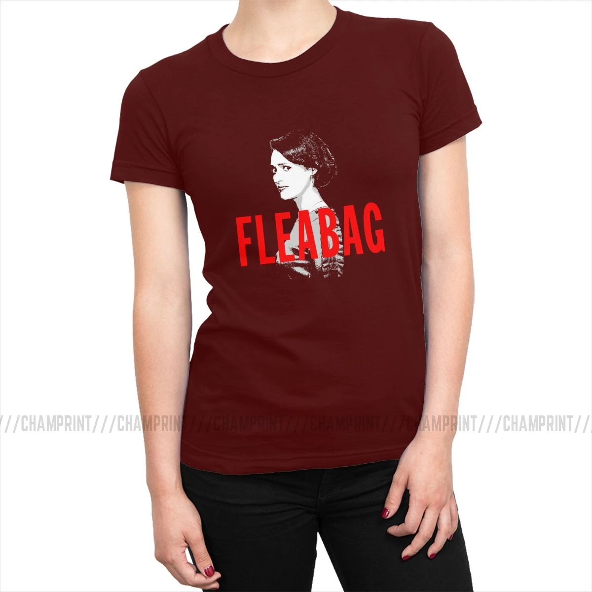 Fleabag ТВ-шоу футболка женская Phoebe Waller Bridge хлопковая Футболка Модные топы с коротким рукавом футболки женская одежда размера плюс - Цвет: Бургундия