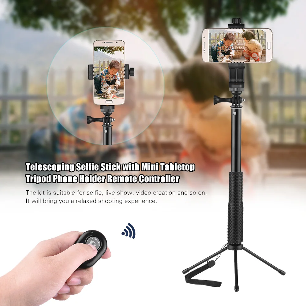 Телескопическая селфи-палка для GoPro Hero 5/4/3+/3 Экшн-камеры Ricoh Theta S, M15 цифровых зеркальных фотоаппаратов и 60-100 мм Ширина смартфонов