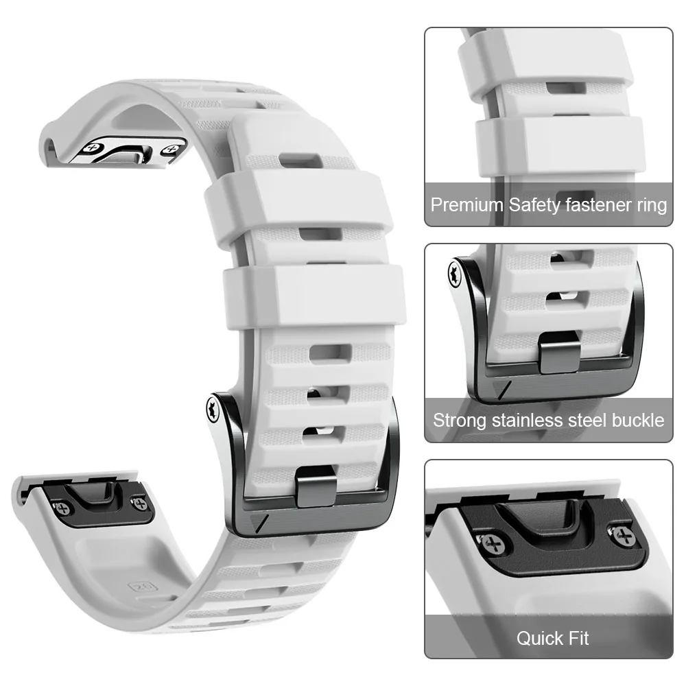 Silicone Strap For Garmin Fenix 6 6 Pro Soft Silicone Bands 22mm Wristband Quick Fit for 3