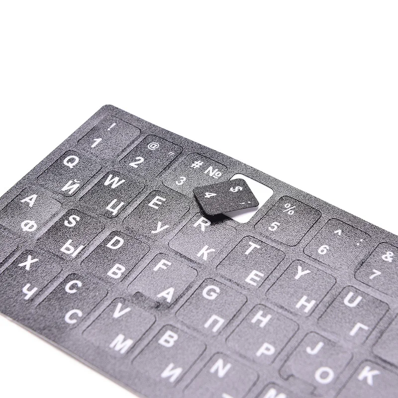 1PC Russian Standard Keyboard Sticker Layout Durable Alphabet Black With White Letters Laptop Desktop Computer Keyboard Stickers-4
