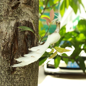 

Glitter Simulation Peafowl Model Artificial Feathers Bird Home Garden Decoration Artificial Animal Garden Prop Decoration