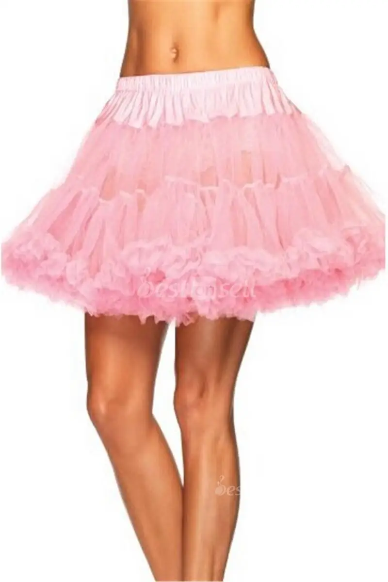 Винтажный женский короткий мини-тюль для нижней юбки кринолин нижняя юбка дешевые балетные качели рокабилли юбка-пачка с рюшами 12019 - Цвет: Pink