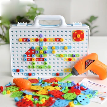

2019 New Children Toys Electric Drill Nut Disassembly Match Tool Educational Toys Assembled Blocks Sets Toys For Boys Design