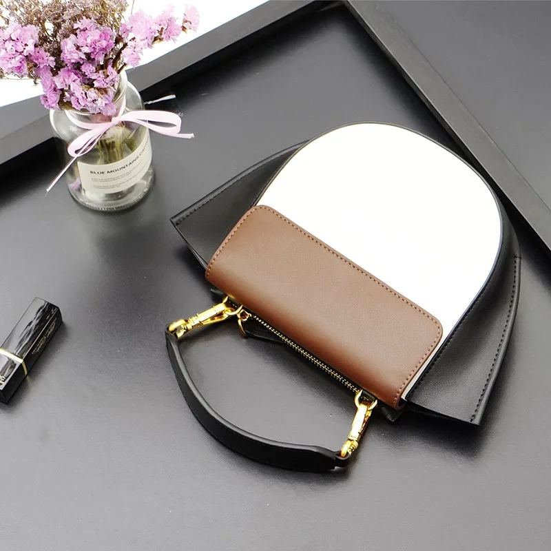 

Autumn Winter Fashion Trend Woman Simple Casual Wild Retro Color Genuine Leather Messenger Portable Bag High Quality Ins Show