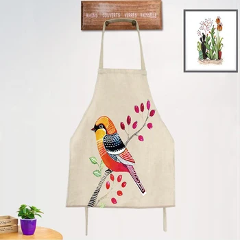 

New Japanese Cute Bird Printing Brief Adult Apron Kitchen Baking Cooking Accessories Bib Aprons