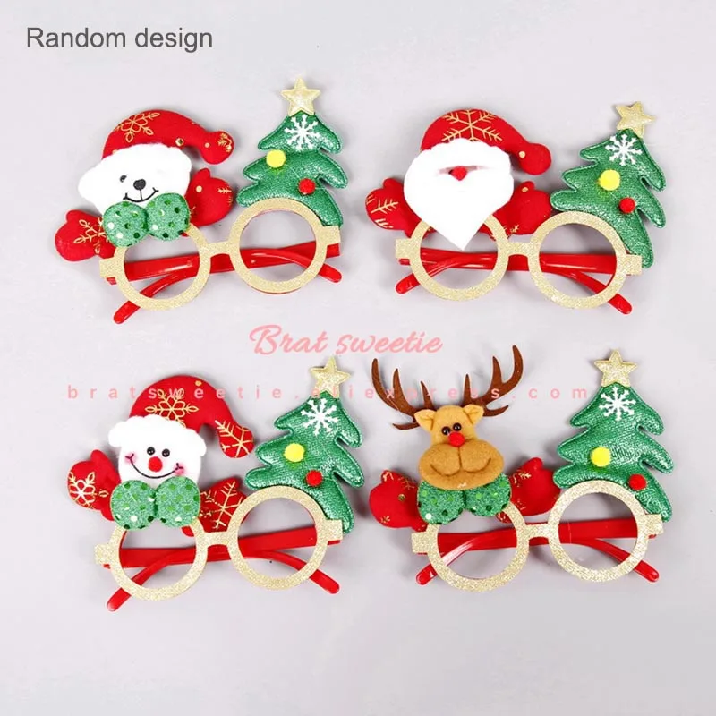 dolltree glasses Рождественские блестящие очки Санта Клаус маски снеговик фото стенд реквизит для праздника Рождественская вечеринка Сувениры украшения - Цвет: dolltree glasses