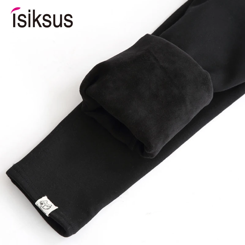 Isiksus, черные теплые зимние теплые флисовые леггинсы, штаны для женщин, высокая талия, пуш-ап, сексуальные, размера плюс, бархатные леггинсы для женщин PT007 - Цвет: black