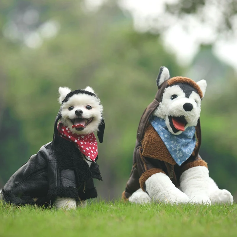 

2020 Autumn Winter Pet Dog Clothes Warm Fashion Clothing Leather Velvet Outfits DogsThickened Coat With Zipper For Pet Supplies