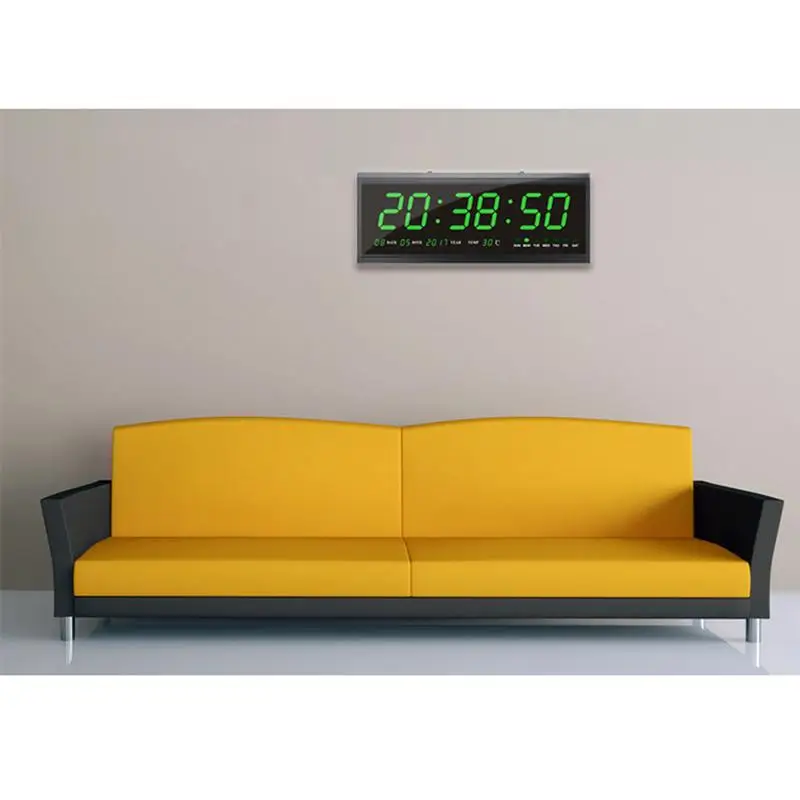  18.9 Large LED Calendar Wall Clock with Date Indoor Temperature for Living Room Office Conference R - 4000475045698