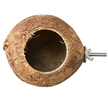 

1PC Bird's Nest Natural Coconut Shell Squirrel Hamster Breeding Nest Perch Small Animals Comfortable Bed Hanging Toy For Parrot.