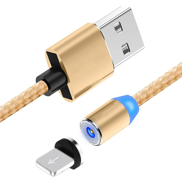 1 м Магнитный 2.4A кабель быстрой зарядки, кабель Micro usb type C магнитное зарядное устройство для IPhone XR XS Max samsung huawei XiaoMi Redmi Note 7 - Цвет: 1M Gold