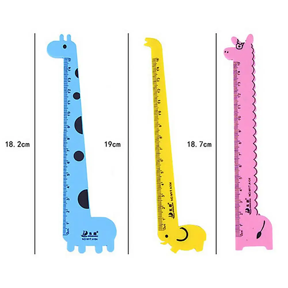 Cute Cartoon Giraffe Animal Plastic Ruler Kids Student School Stationery Gift School Supplies Planner Accessories Student Prize plastic ruler
