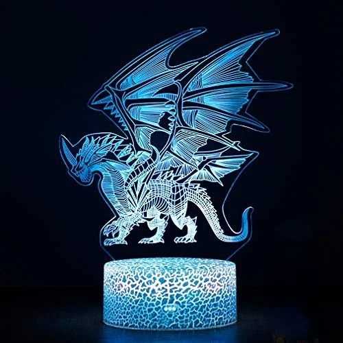 FYBTO 3D Lampe Dragon Lampe de Nuit Lampe Illusion 3D pour Enfants, 16  Couleurs Changeant avec Télécommande, Décoration de Chambre d'Enfant comme  Cadeaux d'Anniversaire de Noël pour les Garçons Filles