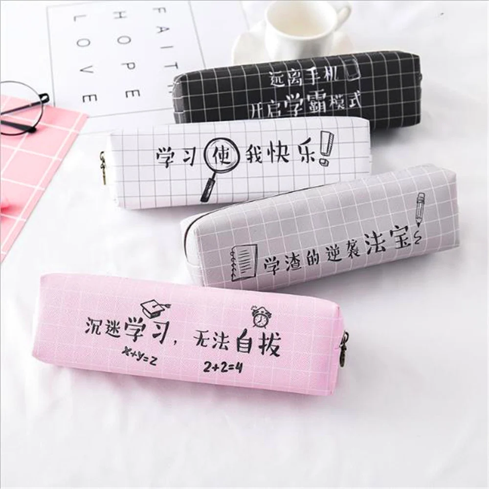 Kawaii простые китайские трендовые слова ручка сумка коробка для детей подарок косметическая канцелярская сумка для школьных принадлежностей
