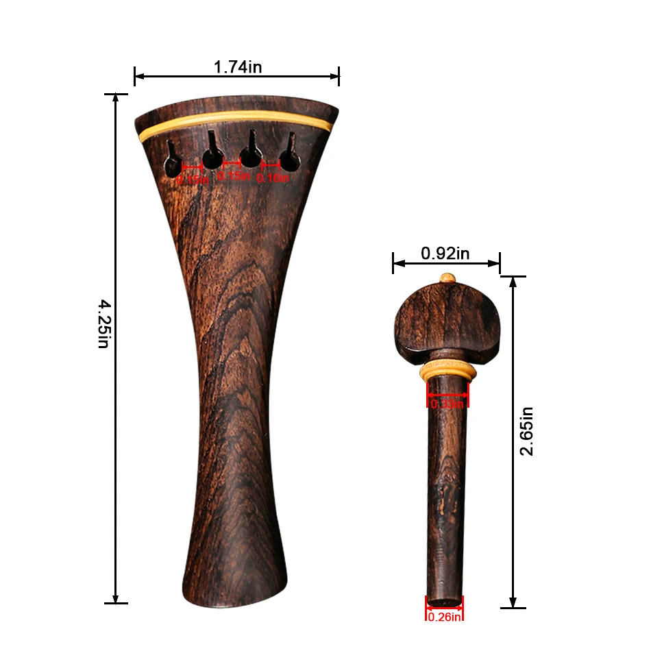 Apoio de Queixo Ponta de Descanso Sintonizador de Pino Conjunto de Peças Ébano Madeira Violino Muito Precioso 4 - - Image 4