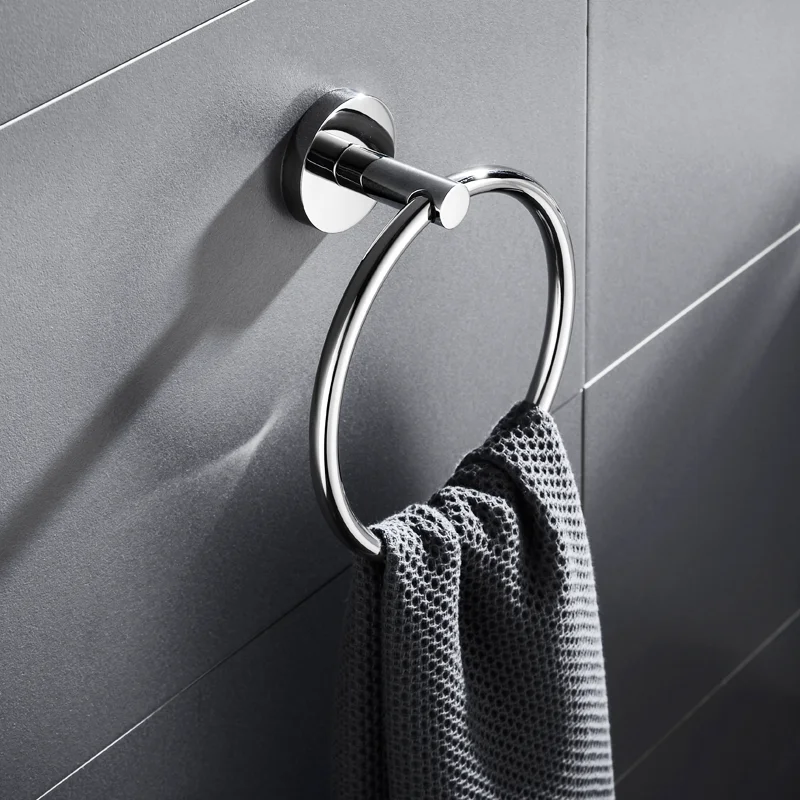 Towel Ring Bathroom Towel Hanger Holder Rust Proof Wall Mount Round Style Polished Racks