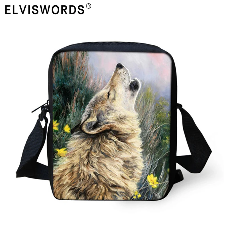 

ELVISWORDS 3D Wolf Printing Women Messenger Bags Brand Design Preschool Boys Small School Bag Lady Casual Mini Crossbody Bags