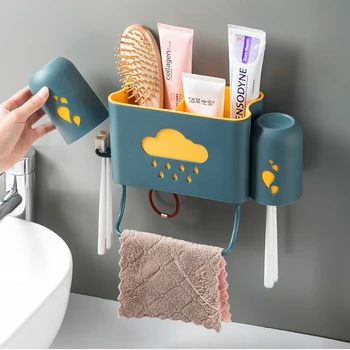 

Wall Mouthed Storage Rack Plastic Draining Bathroom Organizer Kithen Tableware Rack Rag Tooth Brush Holder Storage Shelf