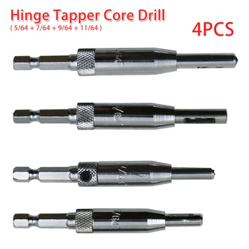

Hole Puncher Tool 4pcs Center Drill Bit Door Self Centering Hinge Tapper Core Drill Bit Set Woodworking 5/64 7/64 9/64 11/64