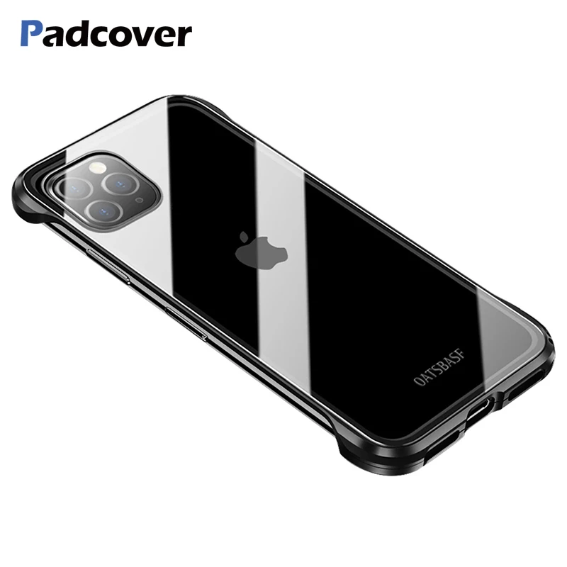 Padcover металлический чехол из закаленного стекла для телефона Iphone 11 11pro прозрачная