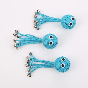 

Pet Blue Paper Rope Small Octopus With Bell Ball Cat Toy Interactive Gifts Catnip Toys Cat Toy Bell Ball Toy For Pet Supplies