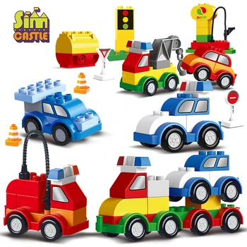 

DIY Colorful City Car Big Particle Building Blocks Castle Educational Toy for Children Compatible Slide Gifts Toys for Children